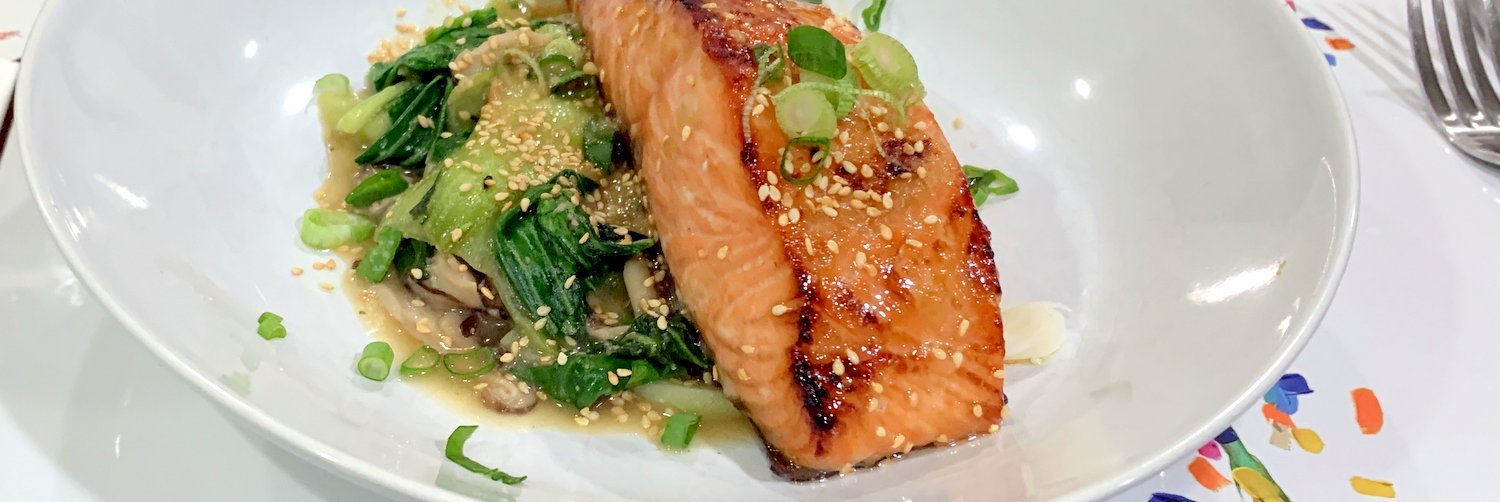 Miso Glazed Salmon with Shiitake Mushrooms & Bok Choy