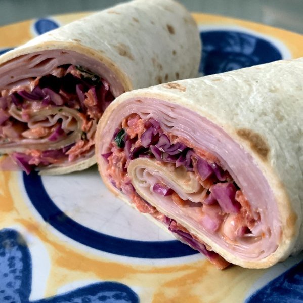 Ham & Tangy Coleslaw Wrap - Cooking with Rich
