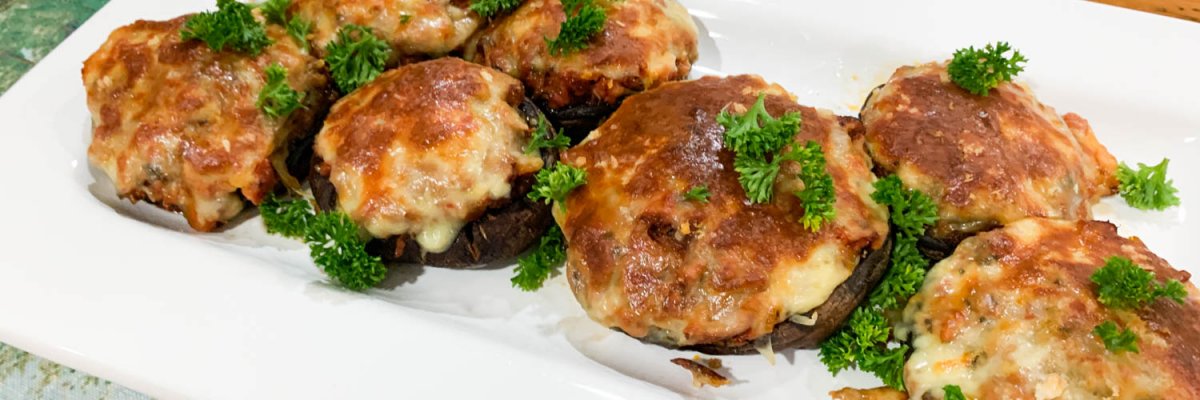 Portobello Mushrooms Stuffed with Chorizo - Cooking with Rich
